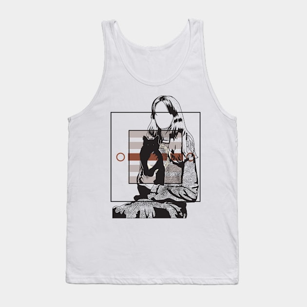 Girl and her cat version 2 Tank Top by Frajtgorski